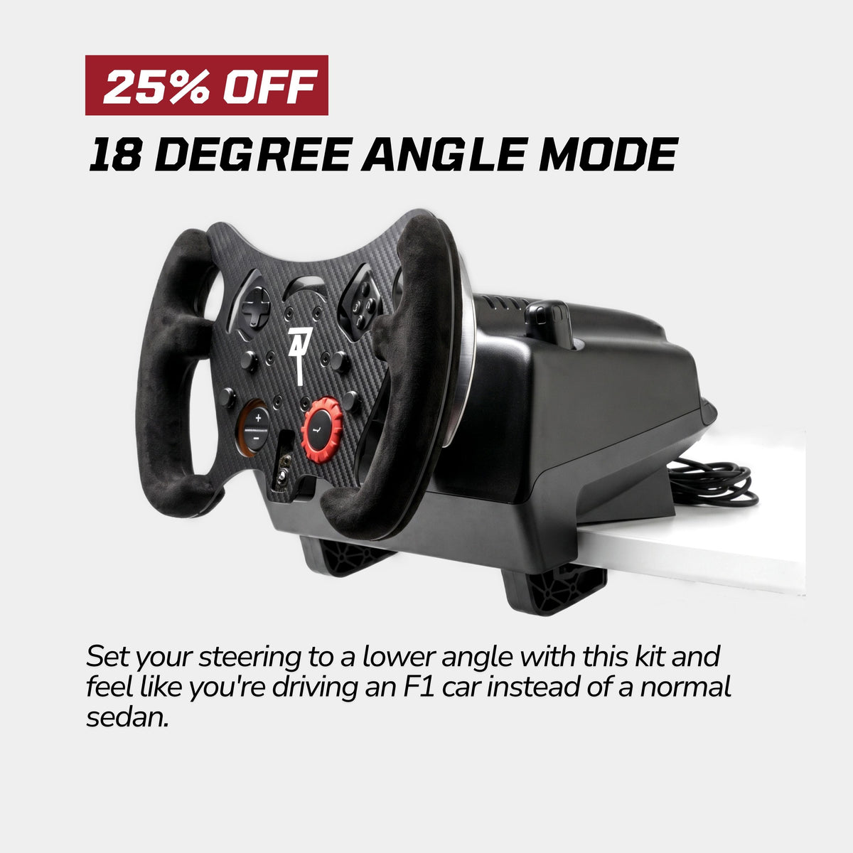 18-degree angle mod fitted to a Logitech steering wheel