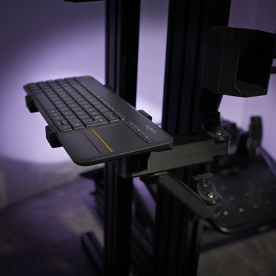 Dual-Arm Swivel Keyboard Tray for Aluminum Sim Rigs